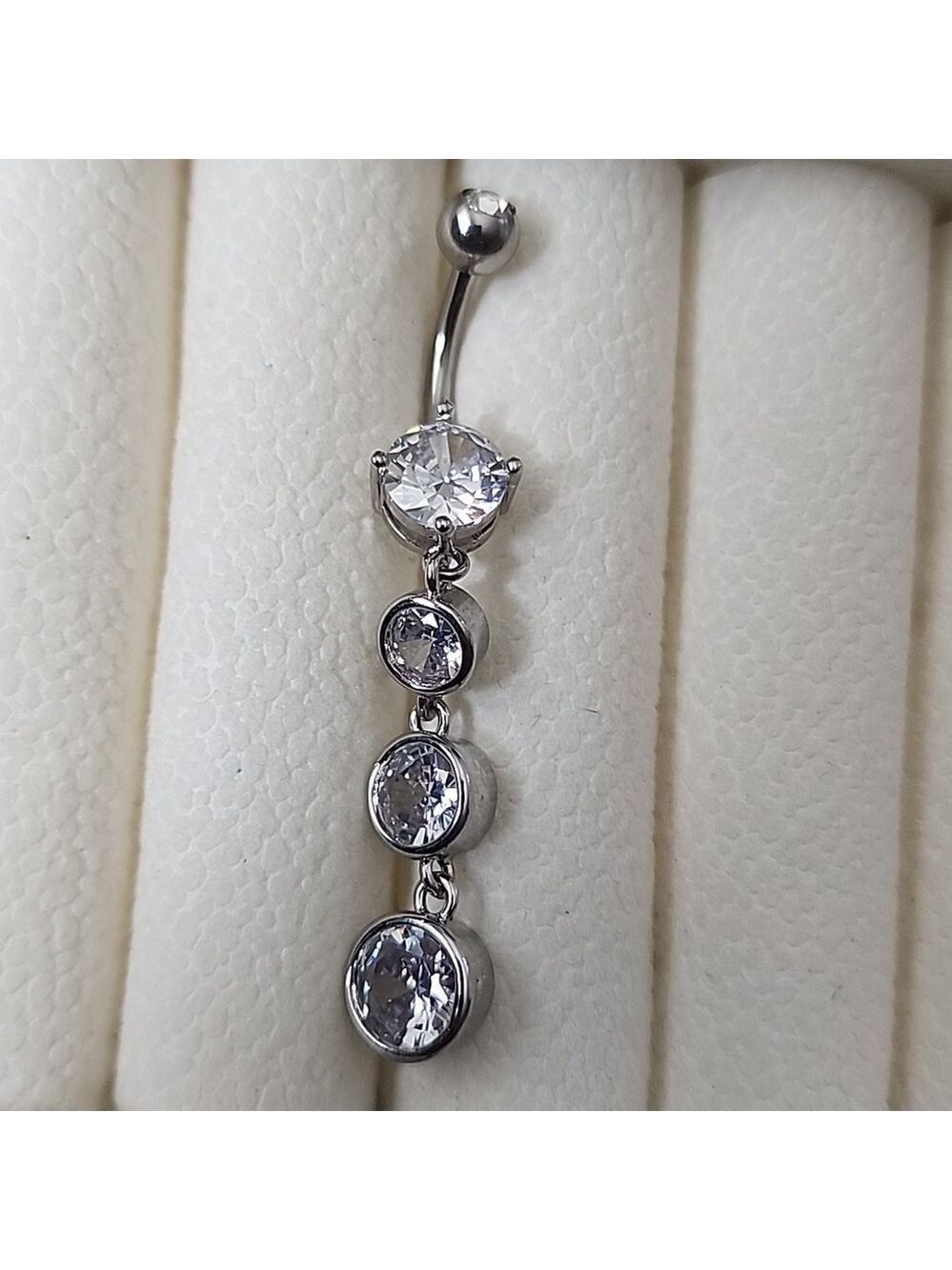 Belly BUTTON RING STAINLESS STEEL  14G  Dangle Gem